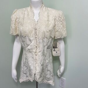 VINTAGE SCOTT MCCLINTOCK CREAM  FRINGE BLAZER NEW SIZE 12